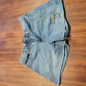 Kids, size 16, Old Navy, destructed,  colored jean shorts with pockets.